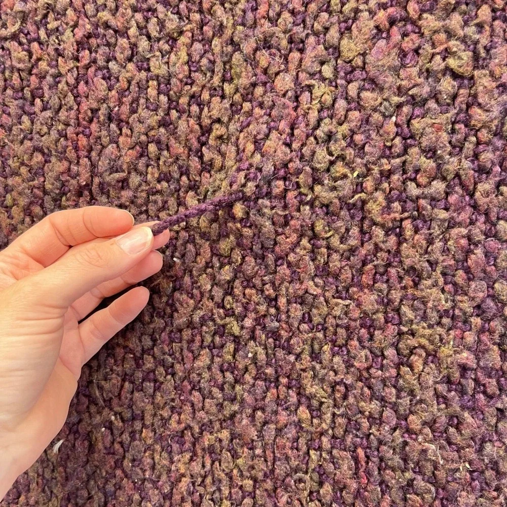 Kennebunk Weavers Throw Blanket Boucle Knit Fringe 57x30 USA VTG Cabin Cottage